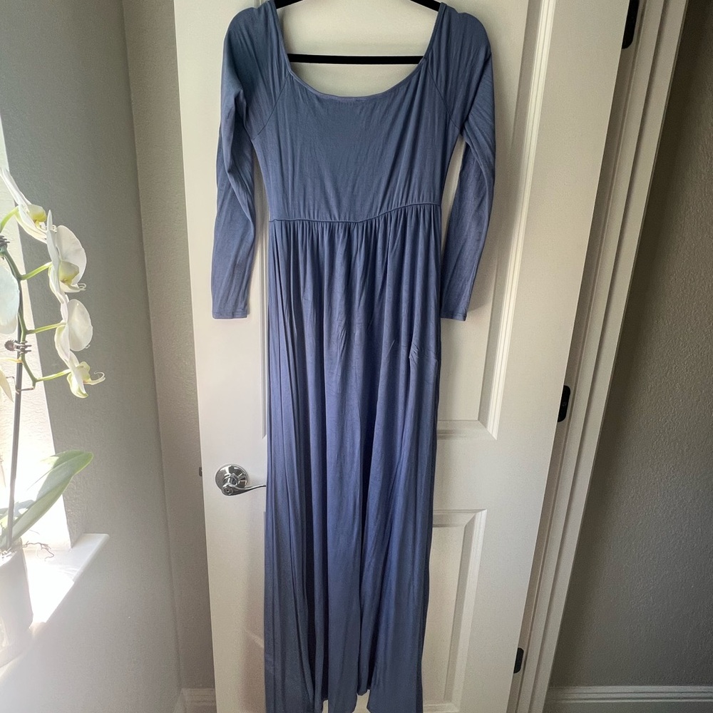 Elegant Blue Long Sleeve Dress